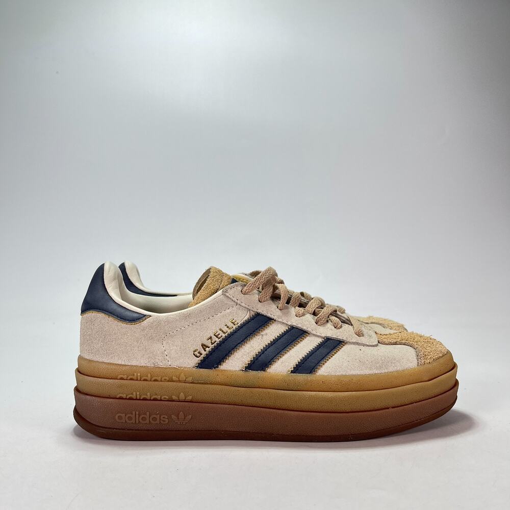 adidas Gazelle Bold Cream White Night Indigo Platform Shoes JQ5126 Womens Size 6